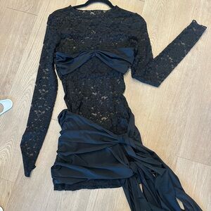 Lioness Black Lace Dress with Floral Pattern club dress